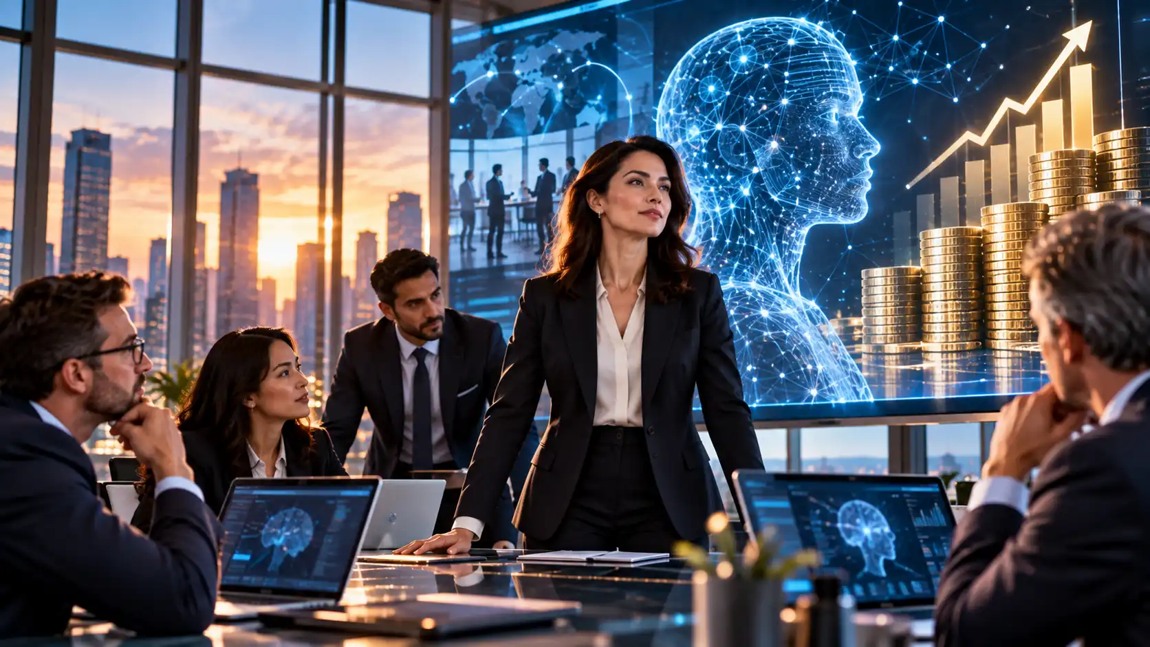 Chief AI Officer leading an enterprise artificial intelligence strategy meeting