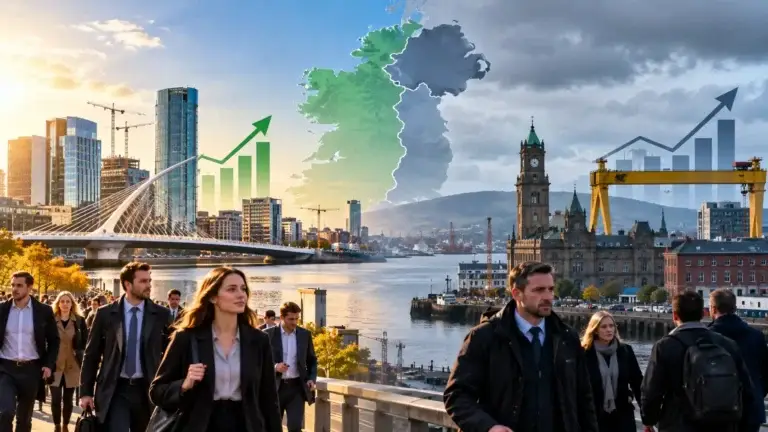 Economic data visualization comparing Ireland and Northern Ireland