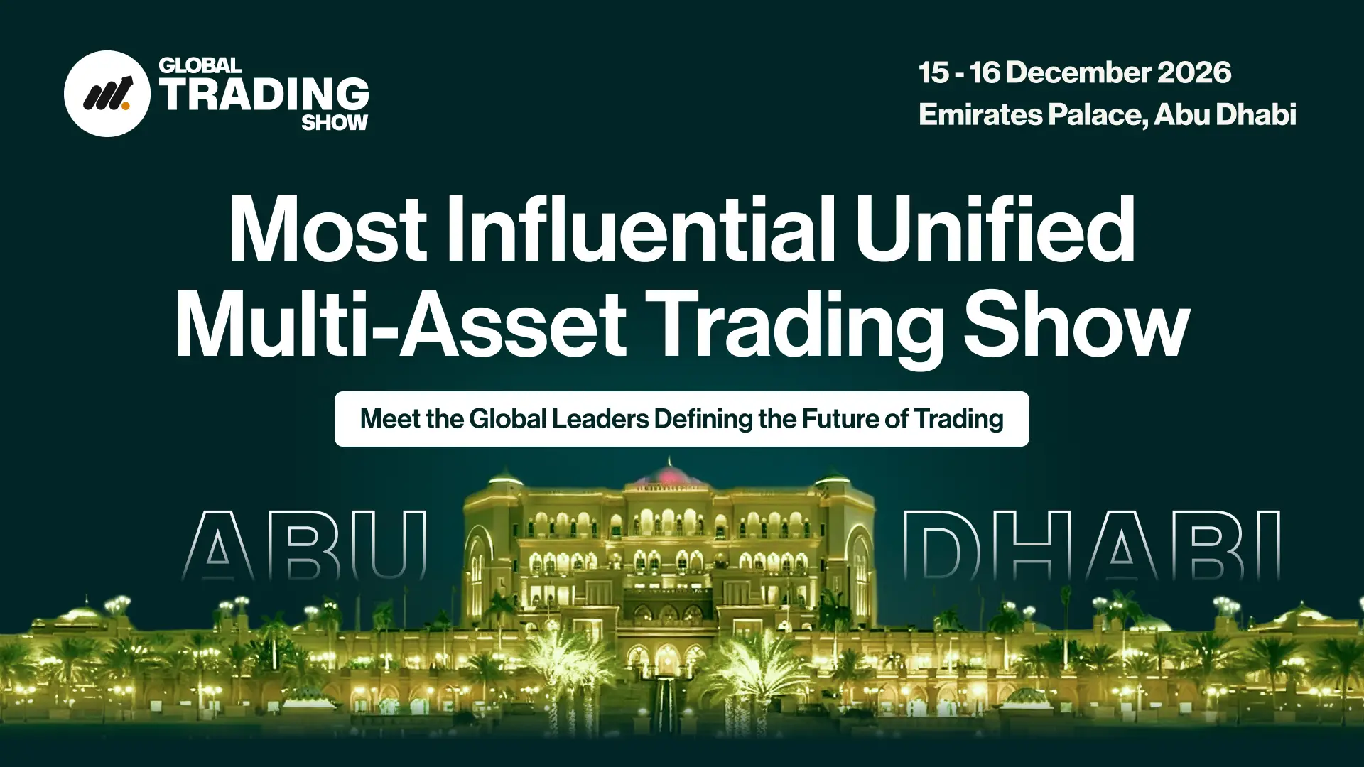Delegates attend the Global Trading Show in a luxury conference venue featuring AI, fintech and multi-asset trading technologies.
